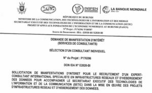 SOLLICITATION DE MANIFESTATIONS D’INTERET POUR LE RECRUTEMENT D’UN EXPERT- CONSULTANT INTERNATIONAL SPECIALISTE EN INFRASTRUCTURES RESEAUX ET D’HEBERGEMENT DES DONNEES POUR ACCOMPAGNER LE SECRETARIAT EXECUTIF DES TECHNOLOGIES DE L’INFORMATION ET DE LA COMMUNICATION (SETIC) DANS LA MISE EN ŒUVRE DES PROJETS D’INFRASTRUCTURES RESEAU ET D’HEBERGEMENT DES DONNEES.