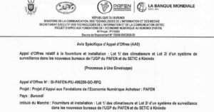 Appel d’Offres relatif à la fourniture et installation: Lot 1/ des climatiseurs et Lot 2/ d’un système de surveillance dans les nouveaux bureaux de l’UGP du PAFEN et du SETIC à Kinindo
